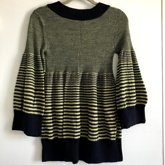 Free People Navy Combo Boho Puff Sleeve Knit M - Picture 6 of 8